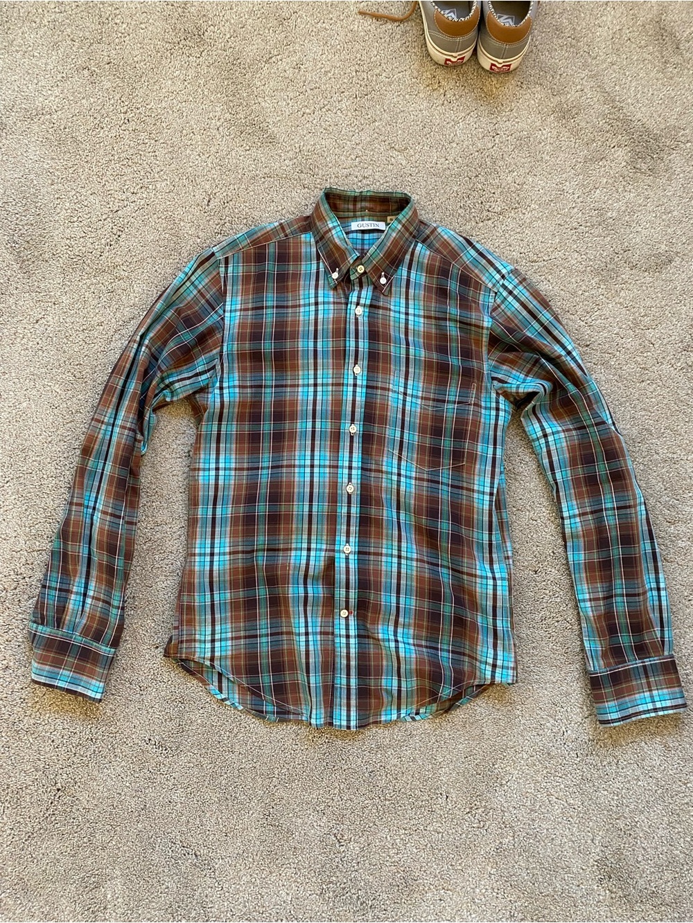 Gustin Blue & Brown Plaid Button-Down Shirt